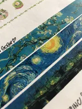 3 unids/pack clásico Van Gogh conjunto de cintas Washi estrellado adhesivo de cielo cinta DIY Scrapbooking etiqueta engomada etiqueta adhesiva