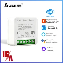 16A Mini 2-Way Control Switch Works With Alexa Google Home Yandex Alice Support Tuya/Smart life App Timer Breaker Module