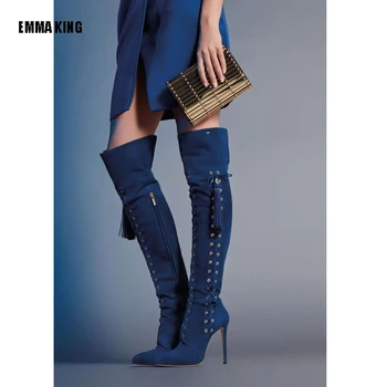 2020 Autumn/Winter Women Knee High Boot Navy Blue Flock Cross-tied Long Boots Feashion Tassel High Boots for Women New Arrival
2020 Autumn/Winter Women Knee High Boot Navy Blue Flock Cross-tied Long Boots Feashion Tassel High Boots for Women New Arrival