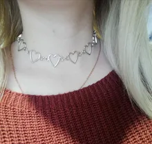 Gargantilla de eslabones con corazón hueco para mujer, collar dorado, cadena llamativa, regalo de fiesta, joyería para niña
