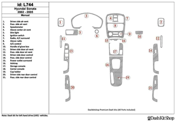 Interior trim for Hyundai Sonata 2002-2005. Set L744.
Interior trim for Hyundai Sonata 2002-2005. Set L744.