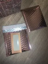 Bolsas de burbuja de papel de aluminio acolchadas, color oro rosa, para correo, autoadhesivo, 50 Uds.