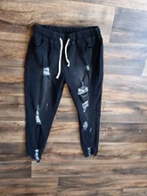 Vaqueros rasgados con cordón para mujer, Vaqueros elásticos con agujeros, pantalones largos ajustados de talla grande