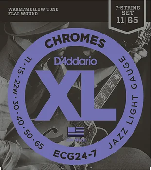 Ecg24-7 chromes flat wound string kit for 7-string electric guitar, jazz light, 11-65, D'Addario
Ecg24-7 chromes flat wound string kit for 7-string electric guitar, jazz light, 11-65, D'Addario