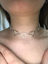 Gargantilla de eslabones con corazón hueco para mujer, collar dorado, cadena llamativa, regalo de fiesta, joyería para niña