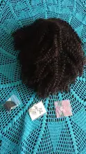MSIWIGS-peluca Afro corto rizado para mujer, pelo sintético marrón degradado, parte media natural, negro, para fiesta diaria, tocados con Clips