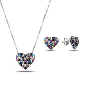 Angemiel 925 Sterling Silver Mixed Color Zircon Stone Heart Set-Rhodium Plated
Angemiel 925 Sterling Silver Mixed Color Zircon Stone Heart Set-Rhodium Plated
