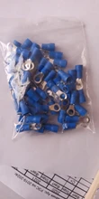 10-100 unids/set RV2 terminales aisladas de anillo azul Cable Conectores eléctricos de crimpado 16-14 AWG Kit M3/M4/M5/M6/M8