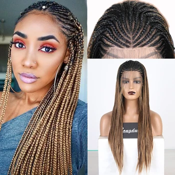 RONGDUOYI Long Ombre Brown Synthetic Lace Front Wigs for Women Heat Resistant Cosplay Lace Wig Two Tone Braided Box Braids Wigs
RONGDUOYI Long Ombre Brown Synthetic Lace Front Wigs for Women Heat Resistant Cosplay Lace Wig Two Tone Braided Box Braids Wigs