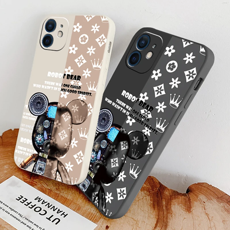 Mechanical Bear Phone Case For iPhone 13 12 11 Pro MAX 6 6S 7 8 Plus Mini X XR XS Lens Protective Funda Coque Carcasa | Мобильные