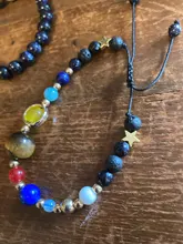 Pulsera ajustable con sistema Solar de piedra Natural, pulsera con cuentas de galaxia del universo, ocho planetas, regalo para novia