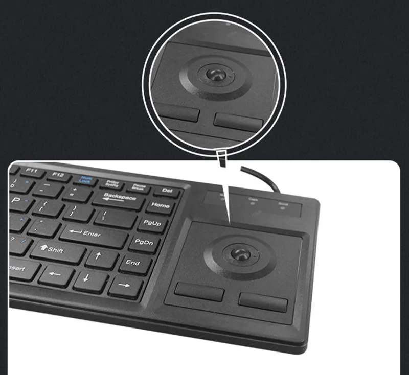 

Wired USB PS2 Plastic Rugged Keyboard With Integrated Trackball Used For Industrial Computer