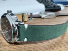 Correa de cuero mate para reloj, correa de cuero Seude 20mm, 21mm, verde oscuro, marrón, suave, hecha a mano, para reloj