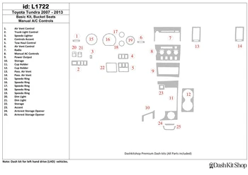 Interior lining for Toyota Tundra 2007-UP. Set L1722.
Interior lining for Toyota Tundra 2007-UP. Set L1722.