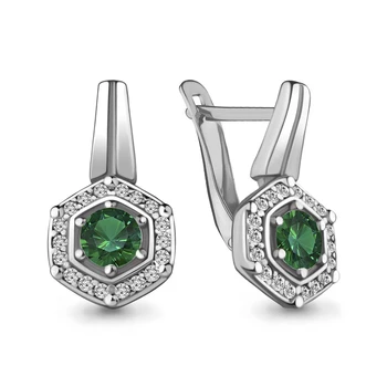 Aquamarine earrings with nanoemeralds, cubic zirconia, 925 sterling silver 
Aquamarine earrings with nanoemeralds, cubic zirconia, 925 sterling silver