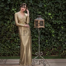 Simple V-Neck Mermaid Sequined Gold Evening Dresses Long Sleeve Floor-Length Prom Party Gown robes de soirée vestidos de fiesta
Simple V-Neck Mermaid Sequined Gold Evening Dresses Long Sleeve Floor-Length Prom Party Gown robes de soirée vestidos de fiesta