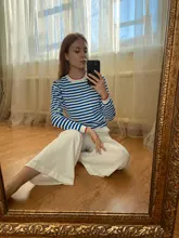 Knitted T-Shirt Tops Short-Sleeve Women Clothes Warmsway Striped Tees Woman Summer Casual