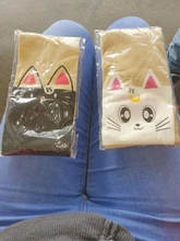 Medias ajustadas hasta la rodilla para niños y niñas de 4 a 14 años, tatuaje falso, media de terciopelo, gatito de dibujos animados blancos, mallas para niña