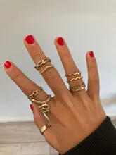 Tocona 10 unids/set flores rosa anillo de oro conjuntos para los hombres y las mujeres encanto estrella hueco geométrico serpiente joyería Bohemia regalo 15840