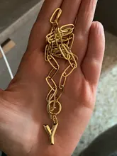 Collar con inicial de letra mayúscula para mujer, collar con colgante de alfabeto de A-Z dorado, Hip-Hop, cadena gruesa, hebilla OT