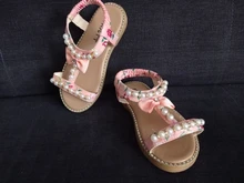 Zapatos Infantiles para niñas nuevas sandalias de verano los niños perla abalorios sandalias de playa con calce Enfants plana Escuela de zapatos para bebé de la UE 21-30