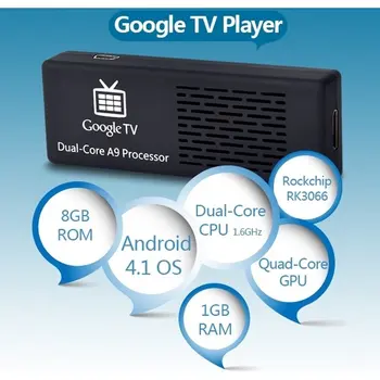 

Mini PC MK808 Dual-Core Android 4.1.1 Google TV Player w / 1GB RAM/8GB ROM/Wi-Fi/TF / HDMI