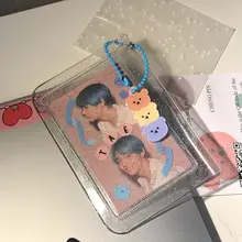 Llaveros de dibujos animados de cereza, Ángel y oso, funda de Metal para auriculares, colgante para chicas, mochila para estudiantes, baratijas de dibujos animados, joyería Kawaii