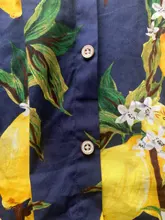 Dioufond nuevo piña limón manga corta hombres Camisas Casual para hombre impresión Top Floral 2018 de moda de verano de playa hawaiana ropa