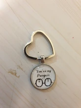 You Are My Penguin-Colgante de cúpula de cristal en forma de corazón, llavero, bricolaje, amantes de la joyería, regalo de cumpleaños