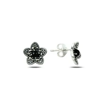 Angemiel 925 Silver Marcasite & Natural Stone Flower Earrings-Onyx (Black Natural Stone)
Angemiel 925 Silver Marcasite & Natural Stone Flower Earrings-Onyx (Black Natural Stone)