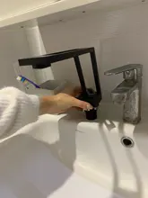 Black Tap Faucet Sink-Tap Mixer Bathroom-Basin Hot-Water Hollow-Design Deck-Mounted Single-Handle