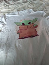 Camisetas con gráficos del mandaloriano para mujer, playeras con estampado bonito de Baby Yoda para mujer, blusas blancas, camiseta informal Unisex