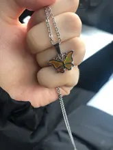 JUCHAO-colgante de acero inoxidable con forma de mariposa para mujer, collar con Control de temperatura, cambio de Color, joyería