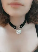 Gargantilla de cuero sintético con tachuelas para mujer, Collar de cuero sintético con cierre de llave, corazón redondo, remache de punta, fiesta de cumpleaños regalo para, 2020