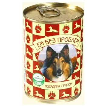 Eat no problem canned food for dogs (Pate), beef and rice, 410g. 
Eat no problem canned food for dogs (Pate), beef and rice, 410g.