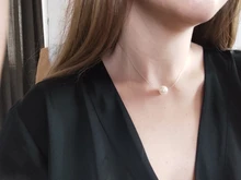 Collares cuadrados de imitación de perlas de cristal para mujer, gran oferta, poder de circonita, hilo de pescar transparente Invisible