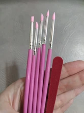 5 unids/set de Arte de uñas de silicona cepillo de pluma de madera grabado repujado hueco cerámica forma de escultura de arcilla que salpican esmalte de uñas para manualidades herramientas