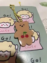 Llaveros de dibujos animados de cereza, Ángel y oso, funda de Metal para auriculares, colgante para chicas, mochila para estudiantes, baratijas de dibujos animados, joyería Kawaii