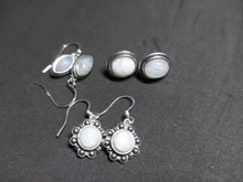 Natural Oval 6x10 8x12 10x14 MM piedra lunar de plata de ley 925 pendientes para las mujeres joyería de la vendimia de la fiesta de compromiso aniversario regalo venta al por mayor