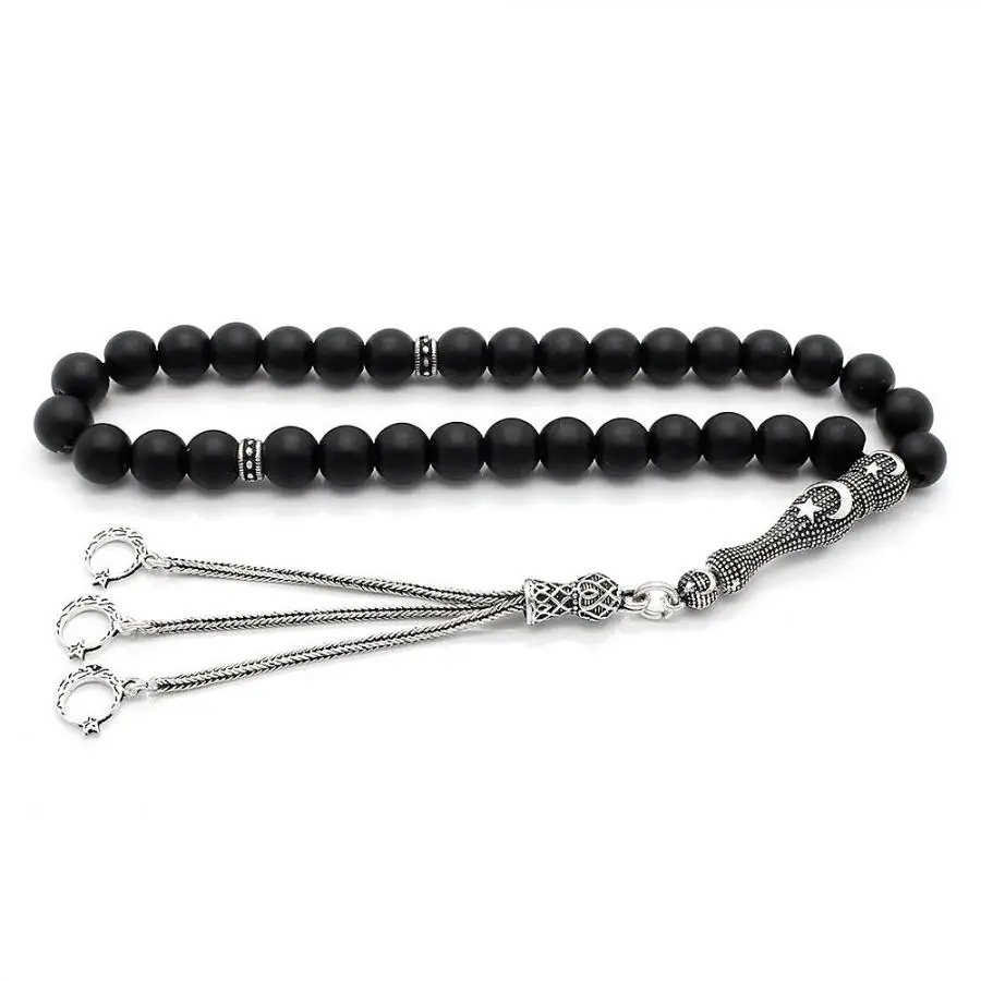 Onyx Stone Rosary (Tasbih) with Silver Crescent Star Tassel Fashion Turkish Premium Quality Handmade Jawelery
Onyx Stone Rosary (Tasbih) with Silver Crescent Star Tassel Fashion Turkish Premium Quality Handmade Jawelery