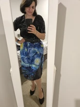 Qybian-Faldas Vintage con estampado de Van Gogh para mujer, Faldas de cintura alta, de Navidad, de talla grande