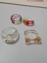 Lost Lady INS-anillos de resina transparente para mujer, joyas de corazón con flor de concha bonita, joyería al por mayor, regalos de fiesta para niña