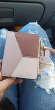 Billeteras geométricas rosas para mujer, Cartera de bolsillo, tarjetero de retales, monedero corto a la moda