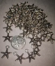 Colgante de estrella de mar de Color plateado para collar, pulseras, fabricación de joyas, manualidades hechas a mano, 50 Uds., A2775