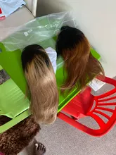 Kisshair-Peluca de cabello humano liso de 4x4, color degradado, color rubio miel, medio marrón, indio, 1B27, 1B30