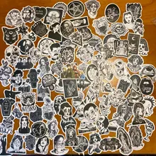 Pegatinas impermeables de estilo gótico para niños, pegatina de miedo para ordenador portátil, monopatín, teléfono y coche, parches adhesivos, color blanco y negro, 10/50/100 Uds.