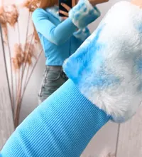 Cárdigans de punto acanalado para mujer, suéteres con cuello de piel, manga larga, elásticos, jerséis con punto Y2K para Otoño e Invierno