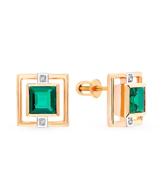 Gold earrings with emeralds and diamonds sunlight sample 585 
Gold earrings with emeralds and diamonds sunlight sample 585