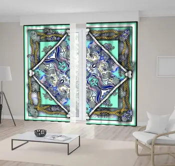 Curtain of Classic Floral Curvy Lines Gold Chain Patterns Scarf Fabric Design Printed Blue Green Yellow
Curtain of Classic Floral Curvy Lines Gold Chain Patterns Scarf Fabric Design Printed Blue Green Yellow