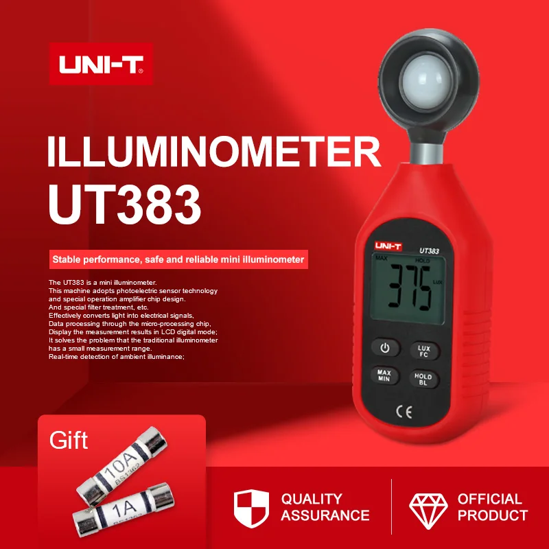 

Mini illuminance Meter UNI-T UT383 Light Meter 200,000 LUX Digital Luxmeter Luminance Lux Fc Test Max Min Illuminometers Photome